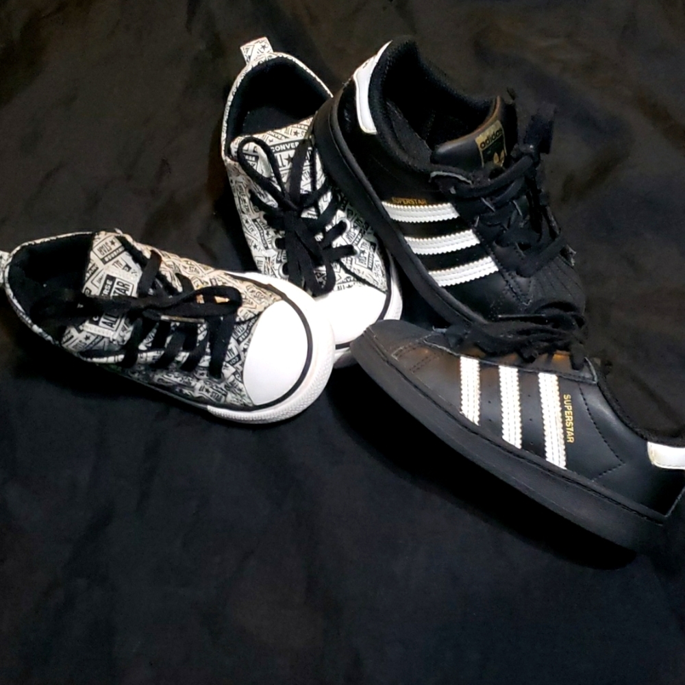 Superstar Adidas/ Converse 2 pairs toddler